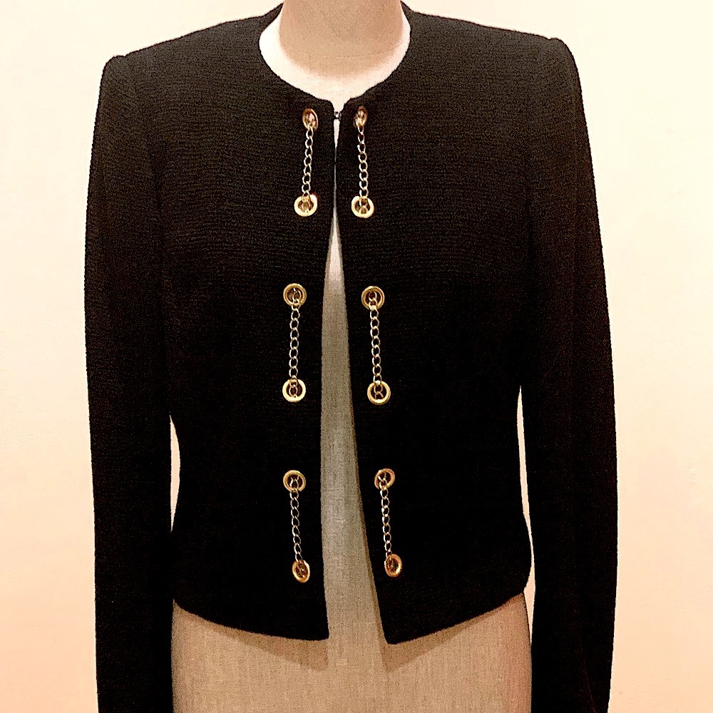 🎉HP‼️ ♠️ EUC💥Designer Inspired, Modern & Chic Black and Gold Blazer - Size 4✨✨ - Picture 2 of 7